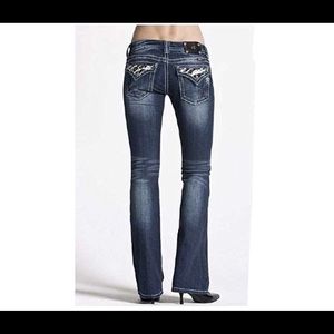 Miss Me Bootcut Embellished Flap Pocket Jeans 27